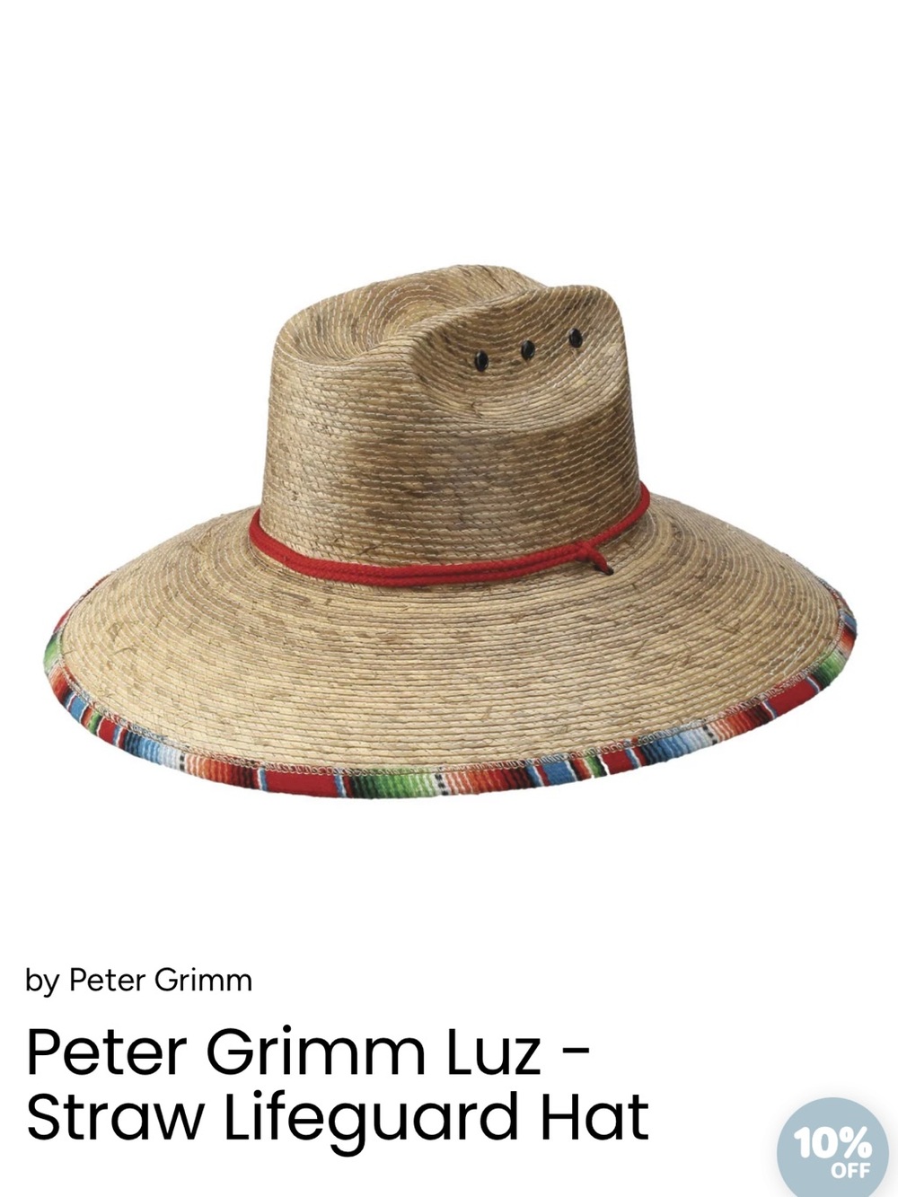 Peter Grimm Natural Straw Sun Hat with Colorful Trim